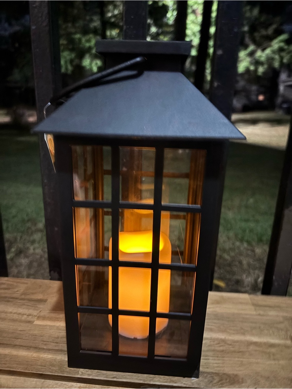LED Flameless Candle Lantern - Black - Unbranded